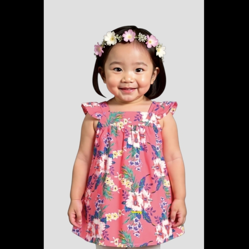 Gap Baby 3T Floral Pink Toddler Dress Ruffle Straps